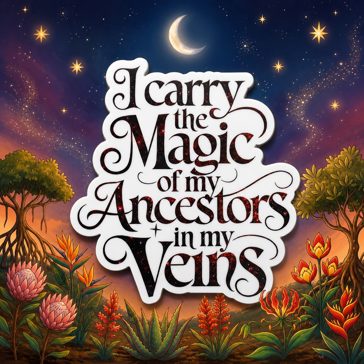 “I Carry the Magic of My Ancestors in My Veins” Sparkling Paper Charm