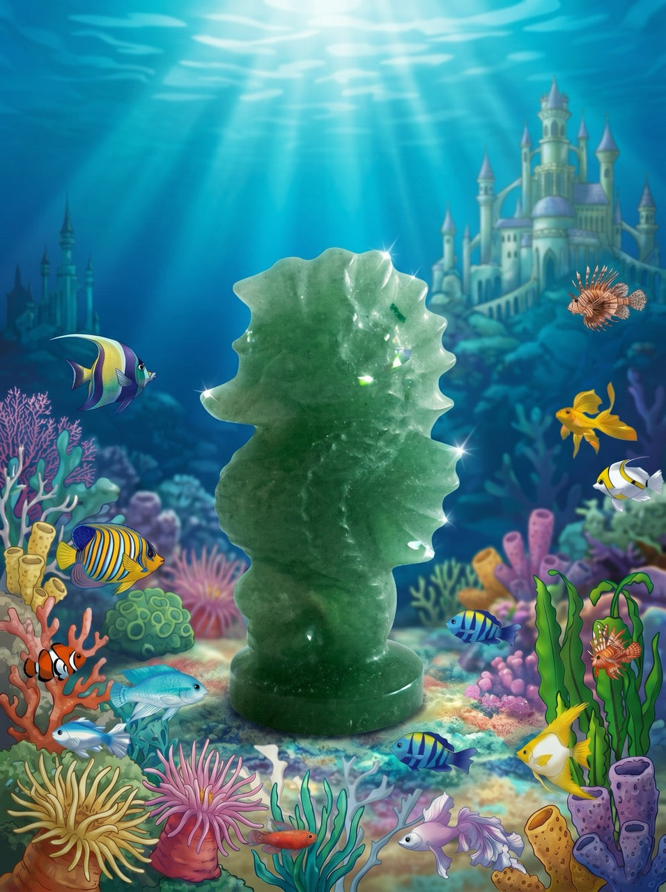 Oceanic Jade Seahorse Sculpture Collector's Piece