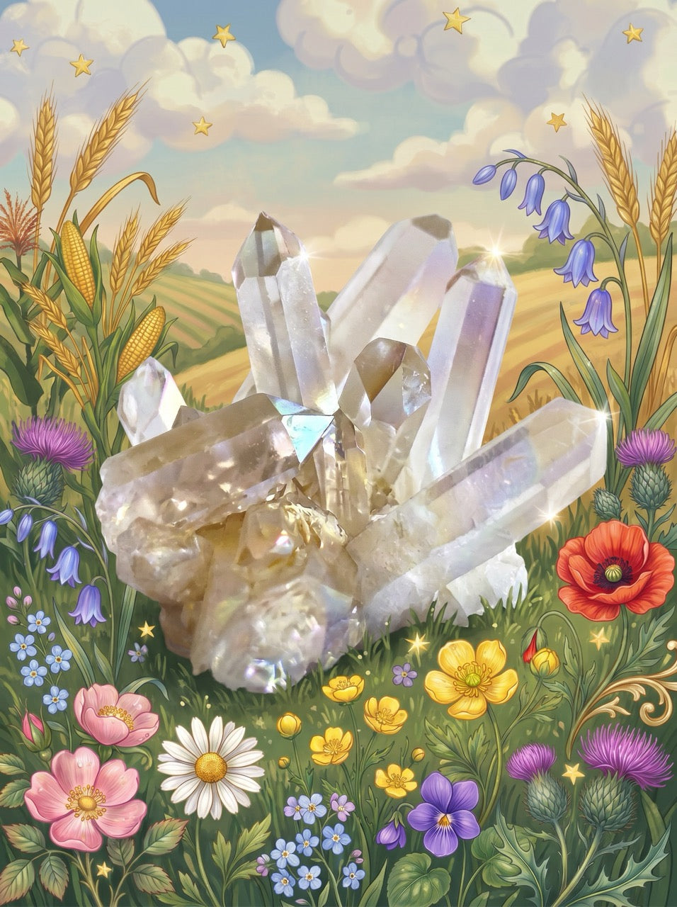Meadow Pearl Quartz Crystal Cluster – Collector's Piece