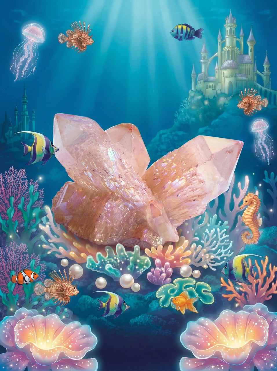 Mermaid Blush Quartz Crystal Cluster – Collector's Piece