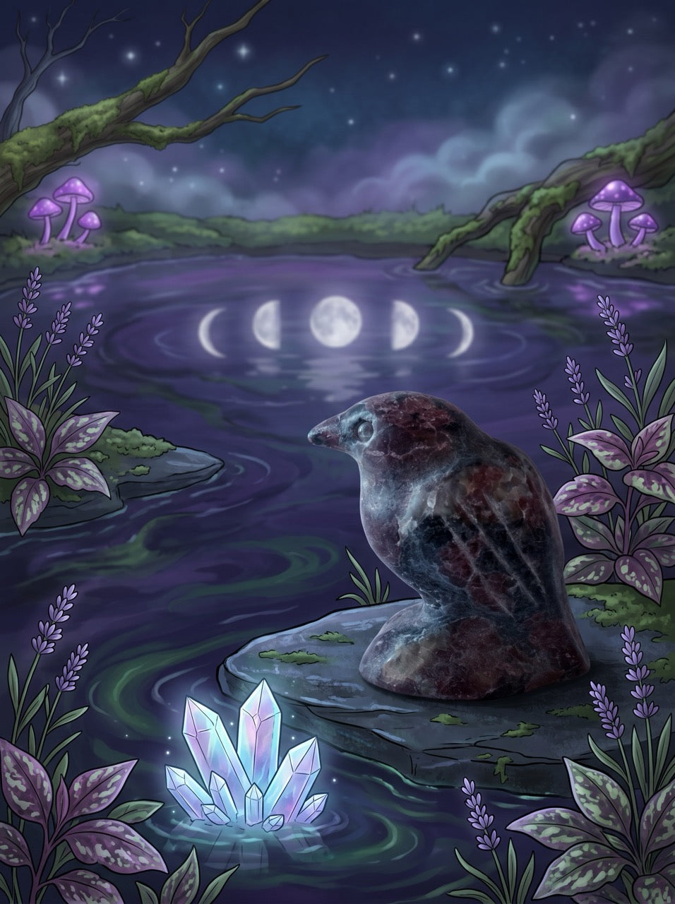Ruby Zoisite Raven Sculpture Collector's Piece