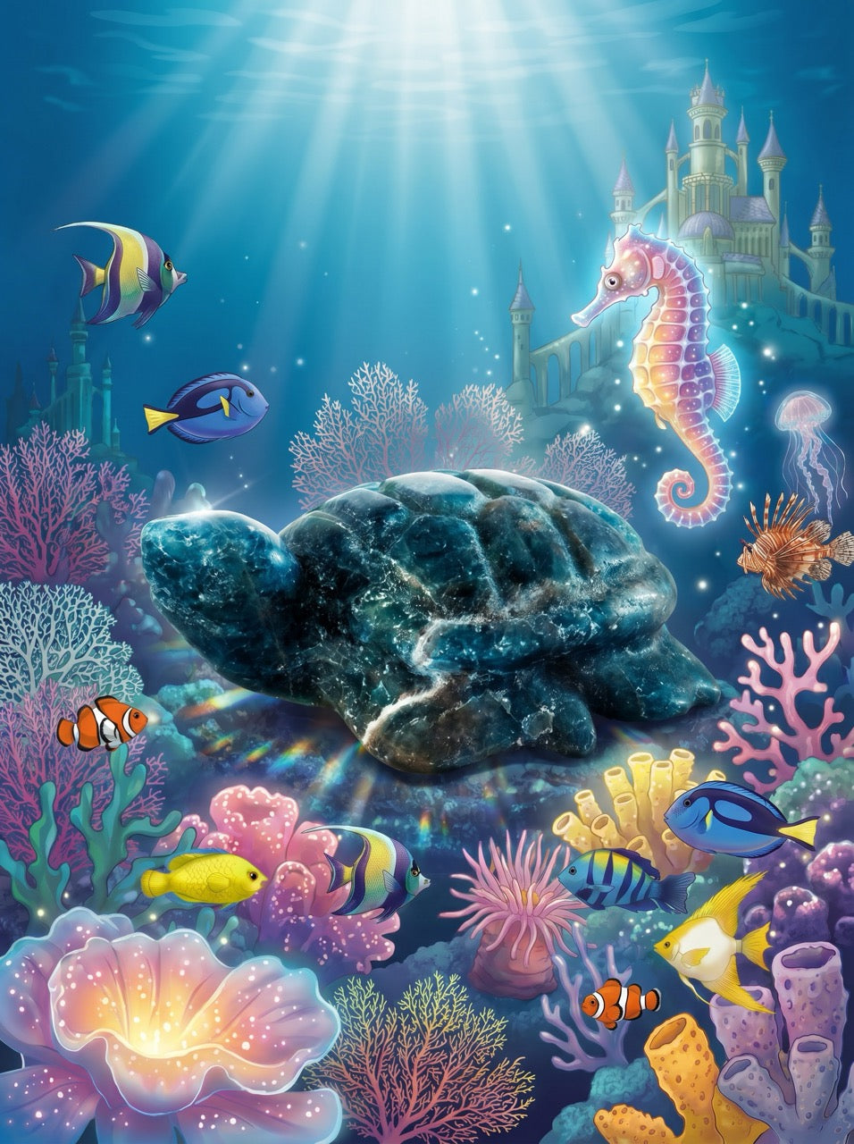 Apatite Reef Turtle Sculpture Collector's Piece