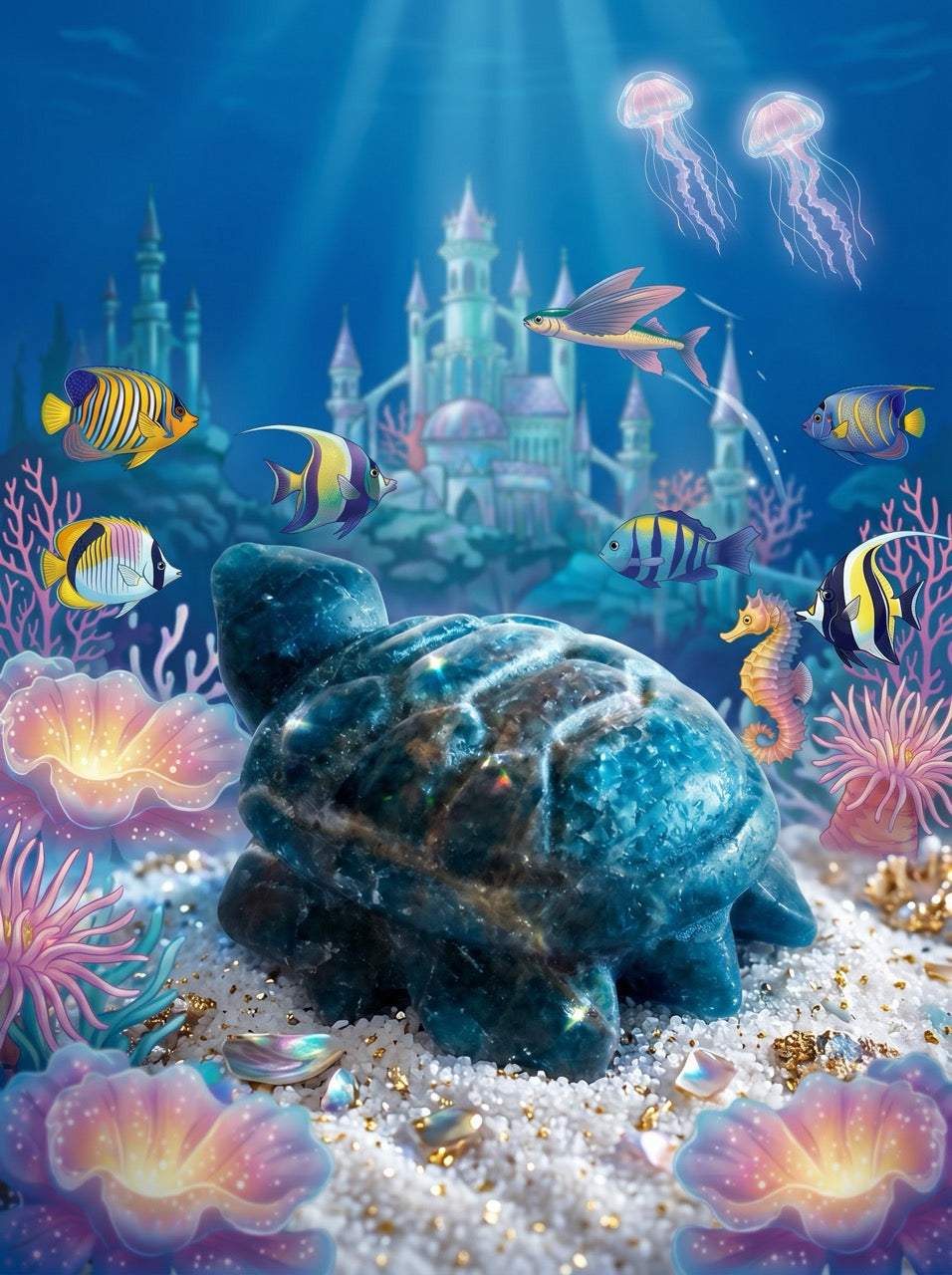 Apatite Reef Turtle Sculpture Collector's Piece