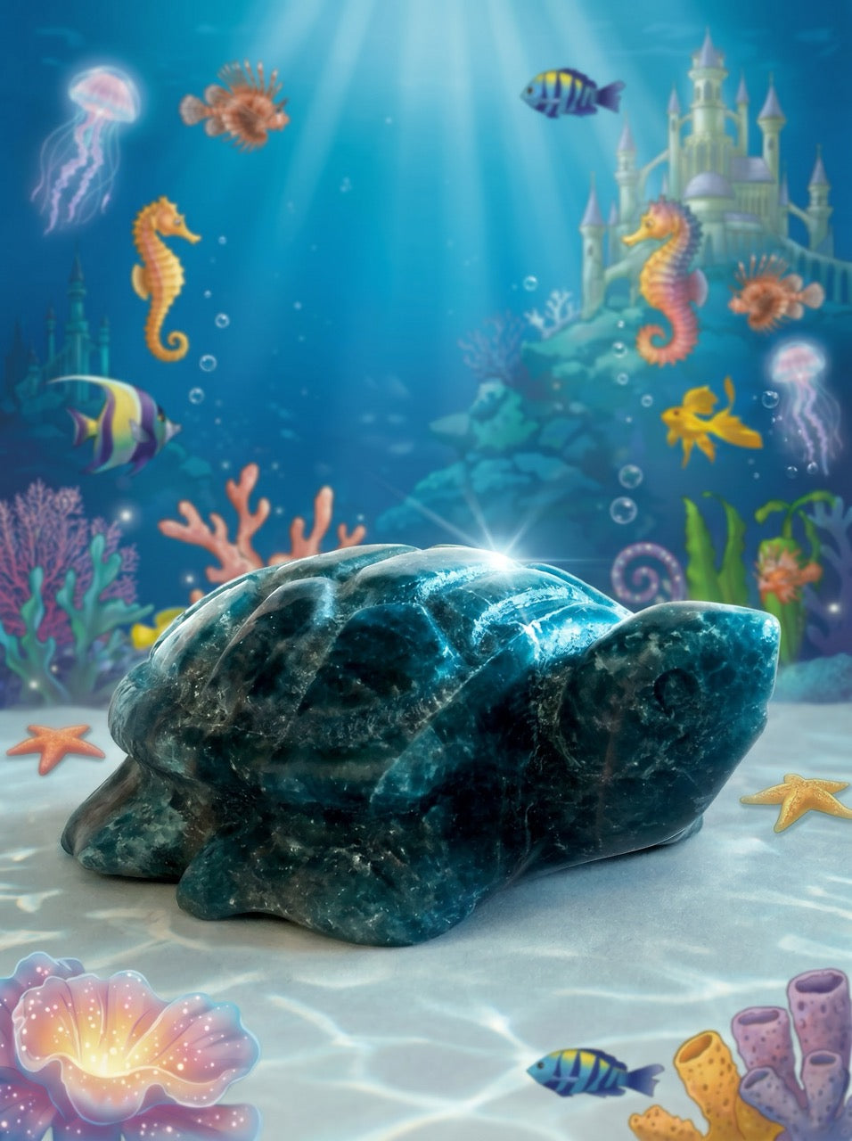 Apatite Reef Turtle Sculpture Collector's Piece