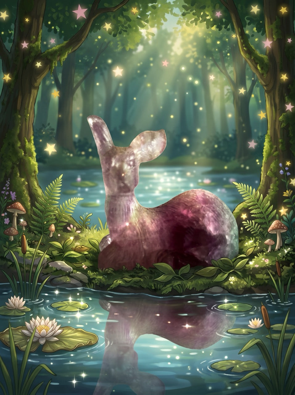 Amethyst Woodland Fawn Sculpture Collector's Piece