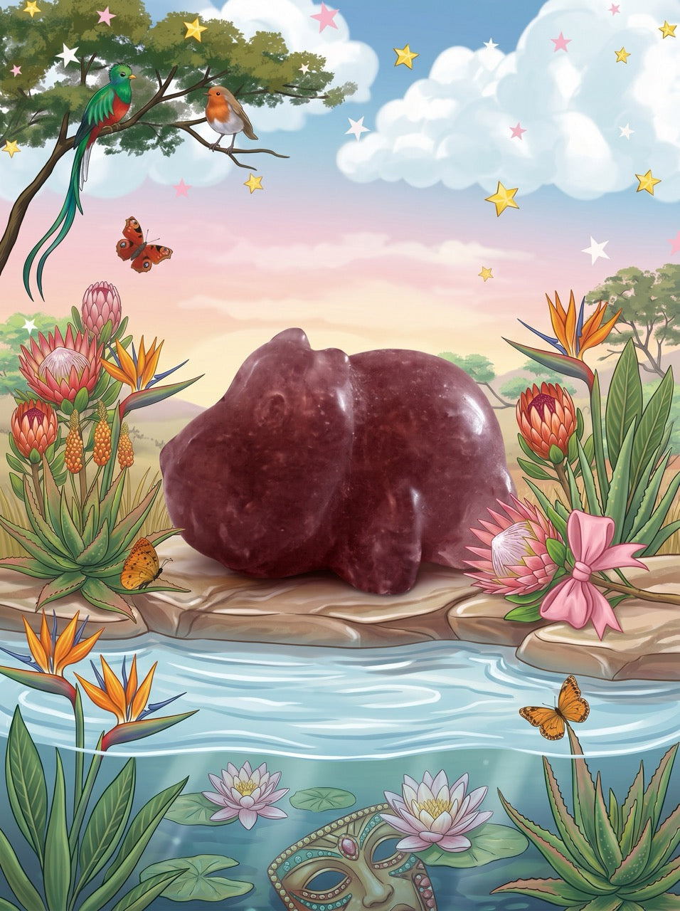 Strawberry Quartz Hippo Crystal – Collector's Piece