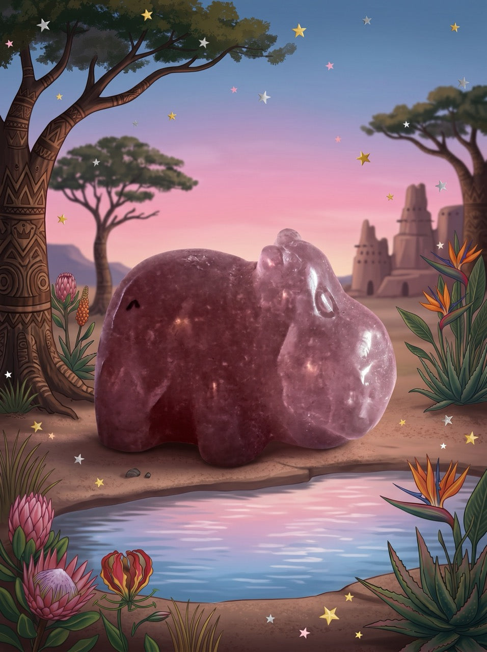 Strawberry Quartz Hippo Crystal – Collector's Piece