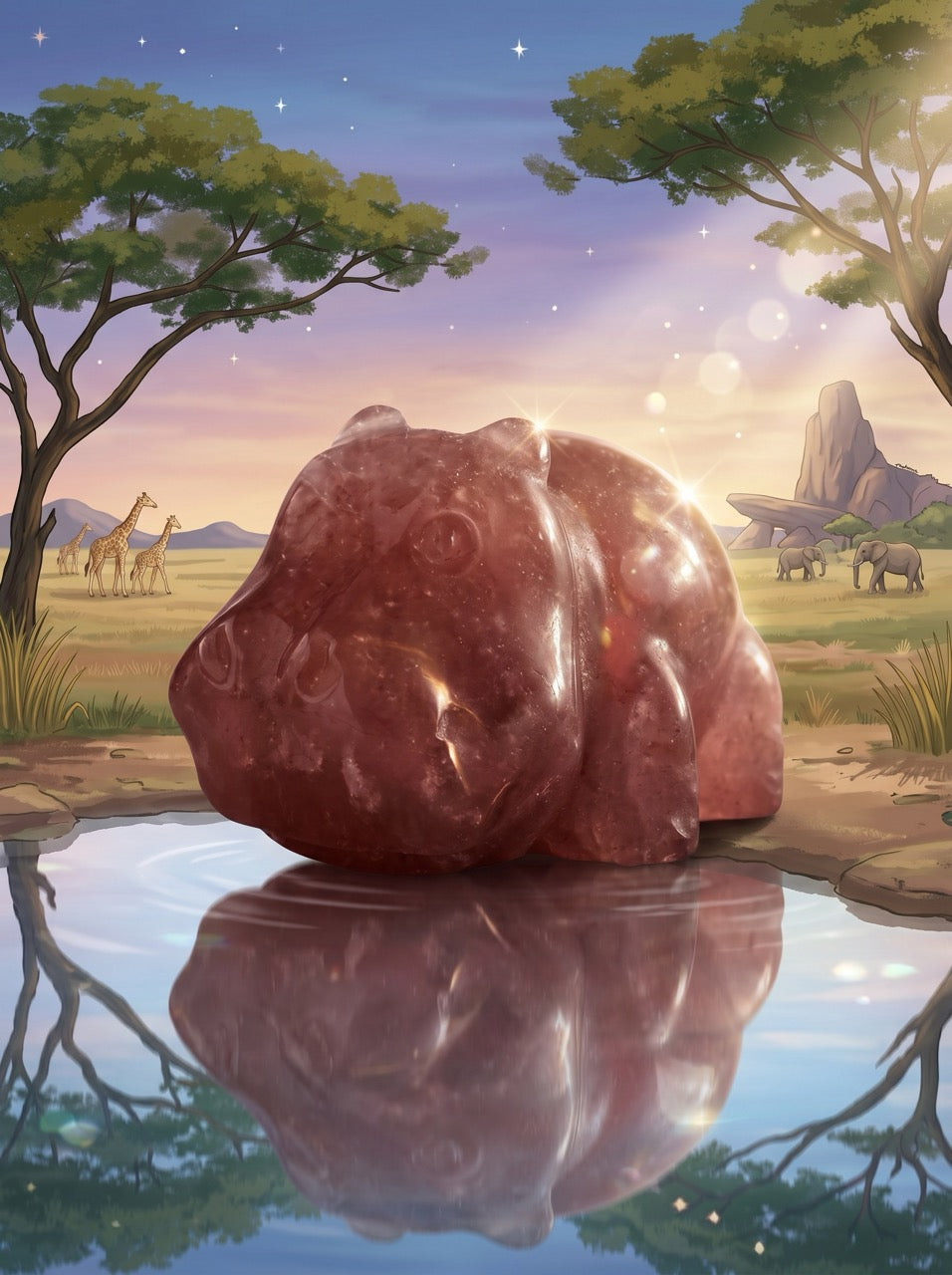 Strawberry Quartz Hippo Crystal – Collector's Piece