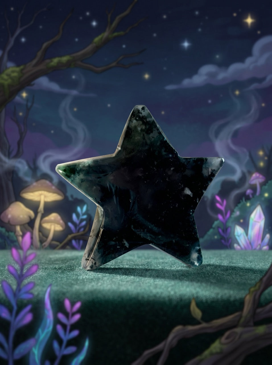 Moss Agate Witchwood Star Collector's Piece
