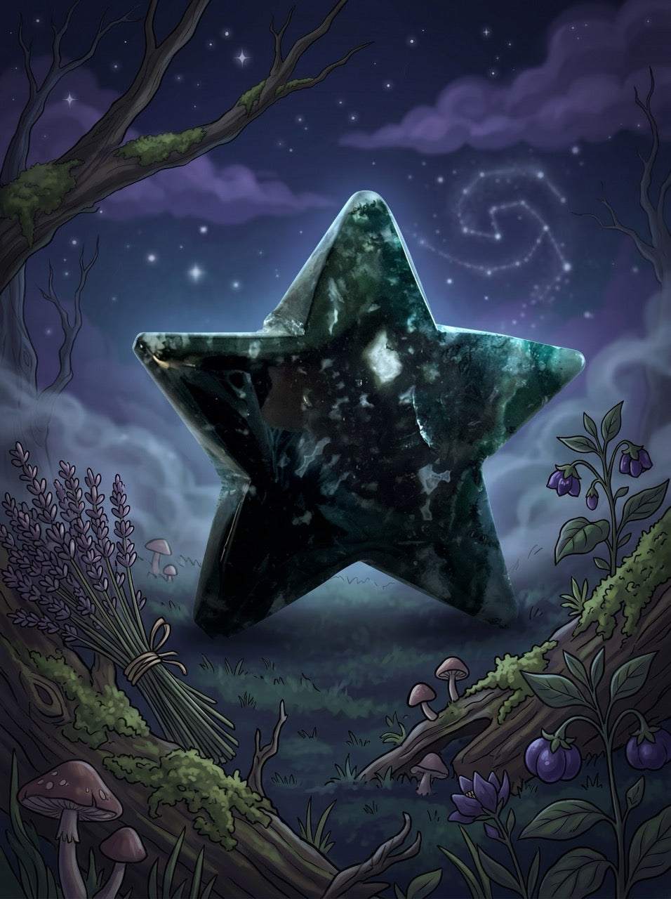 Moss Agate Witchwood Star Collector's Piece