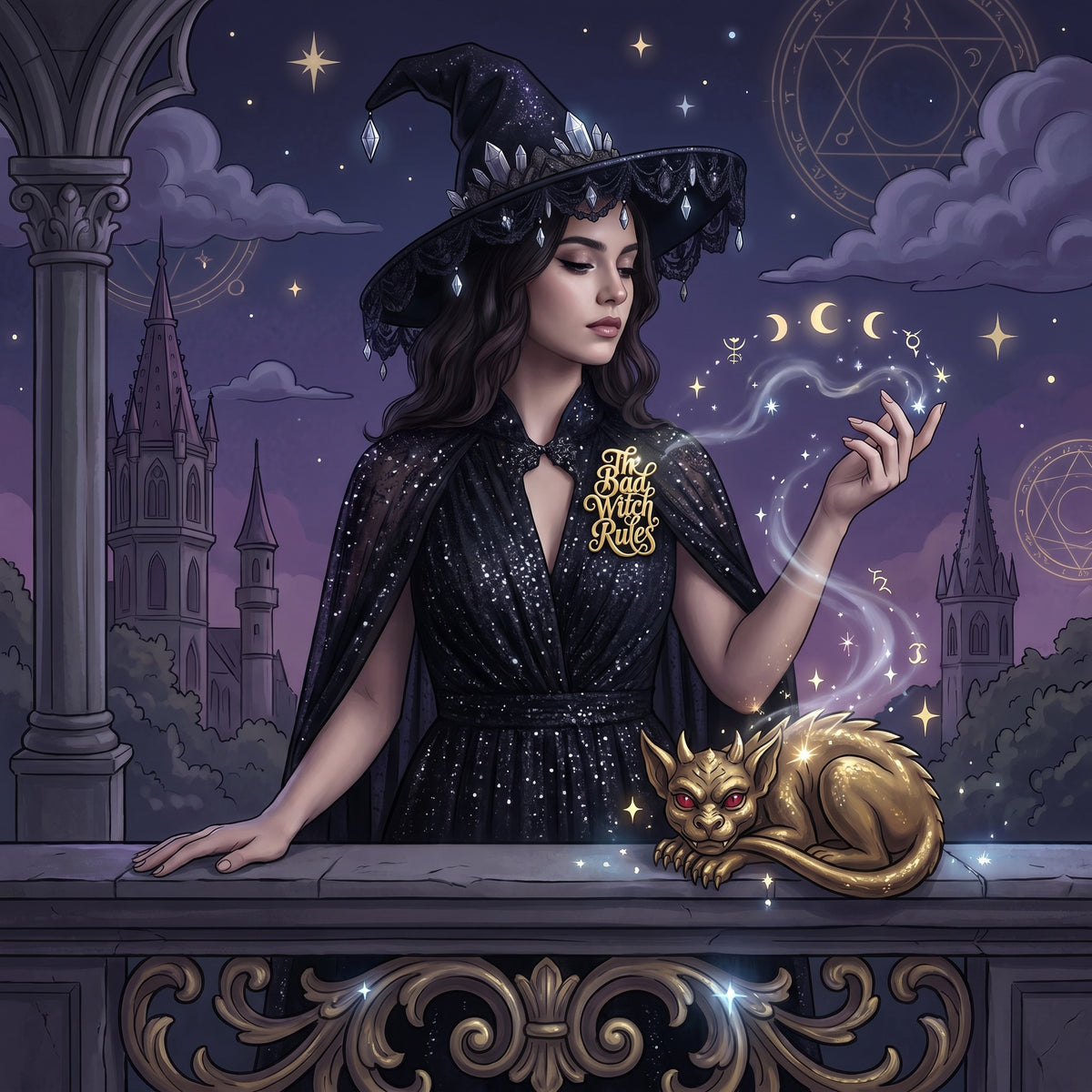 The Bad Witch Rules Gold Enamel Pin
