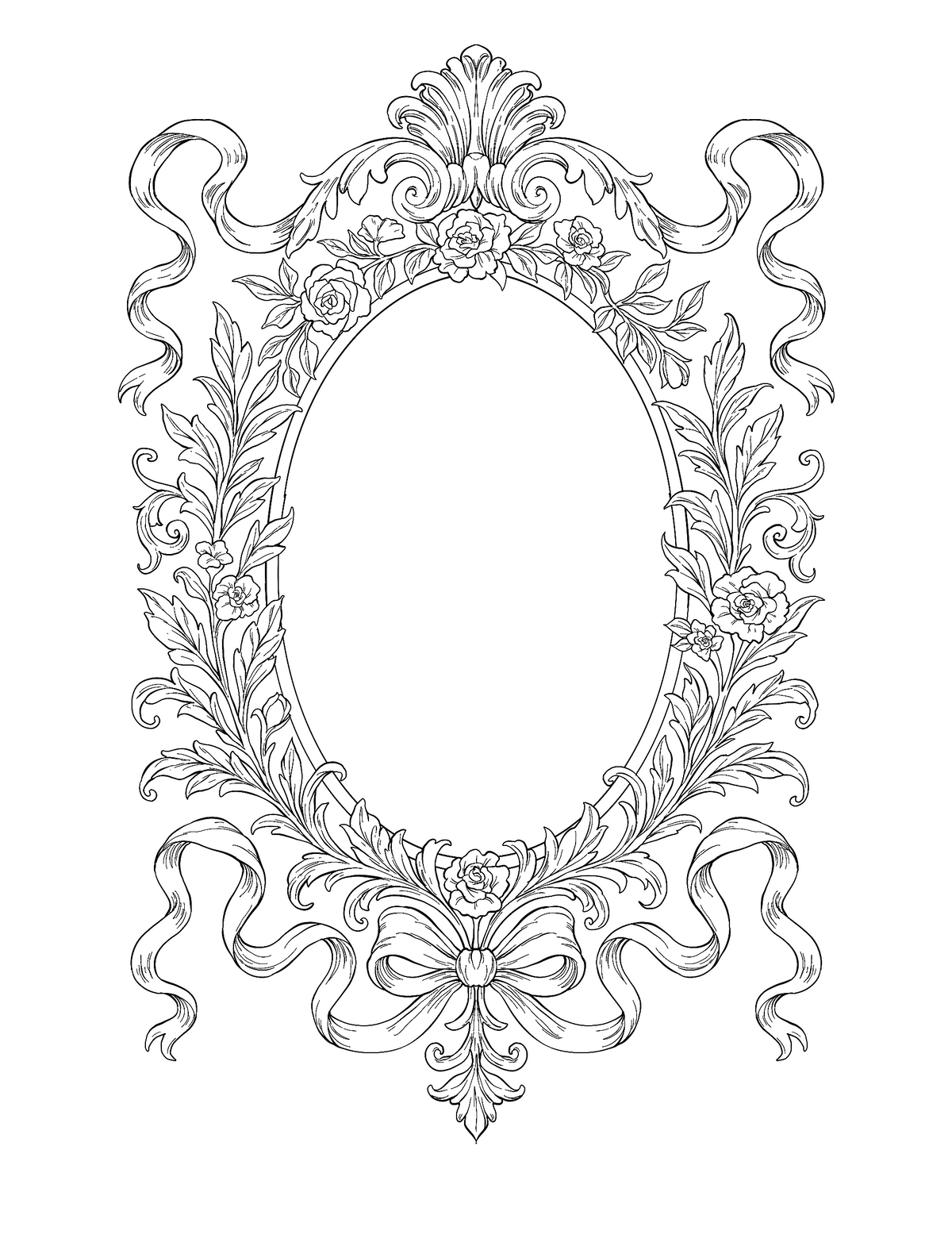 The Rose Cartouche – Hand-Drawn Line Art