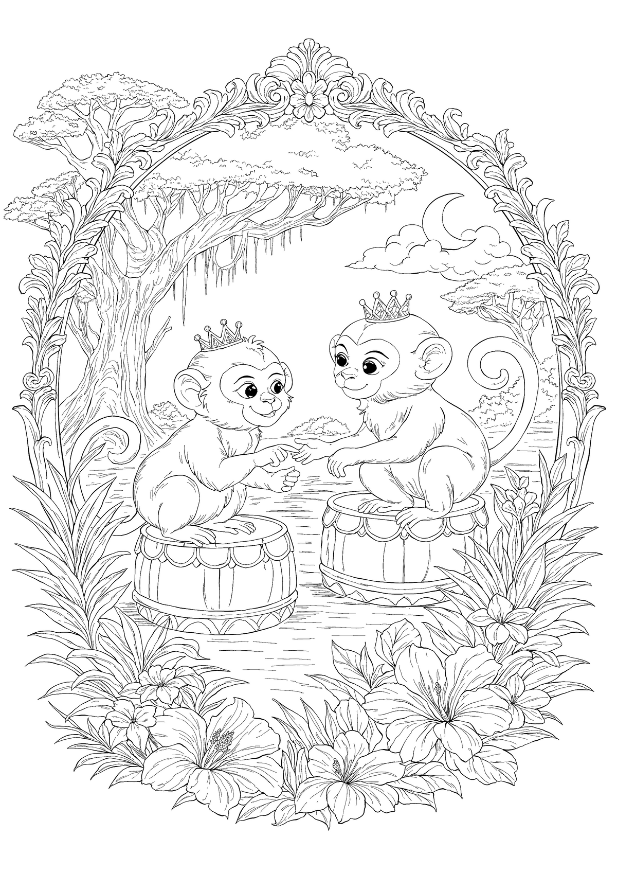 The Royal Monkeys – Hand-Drawn Line Art