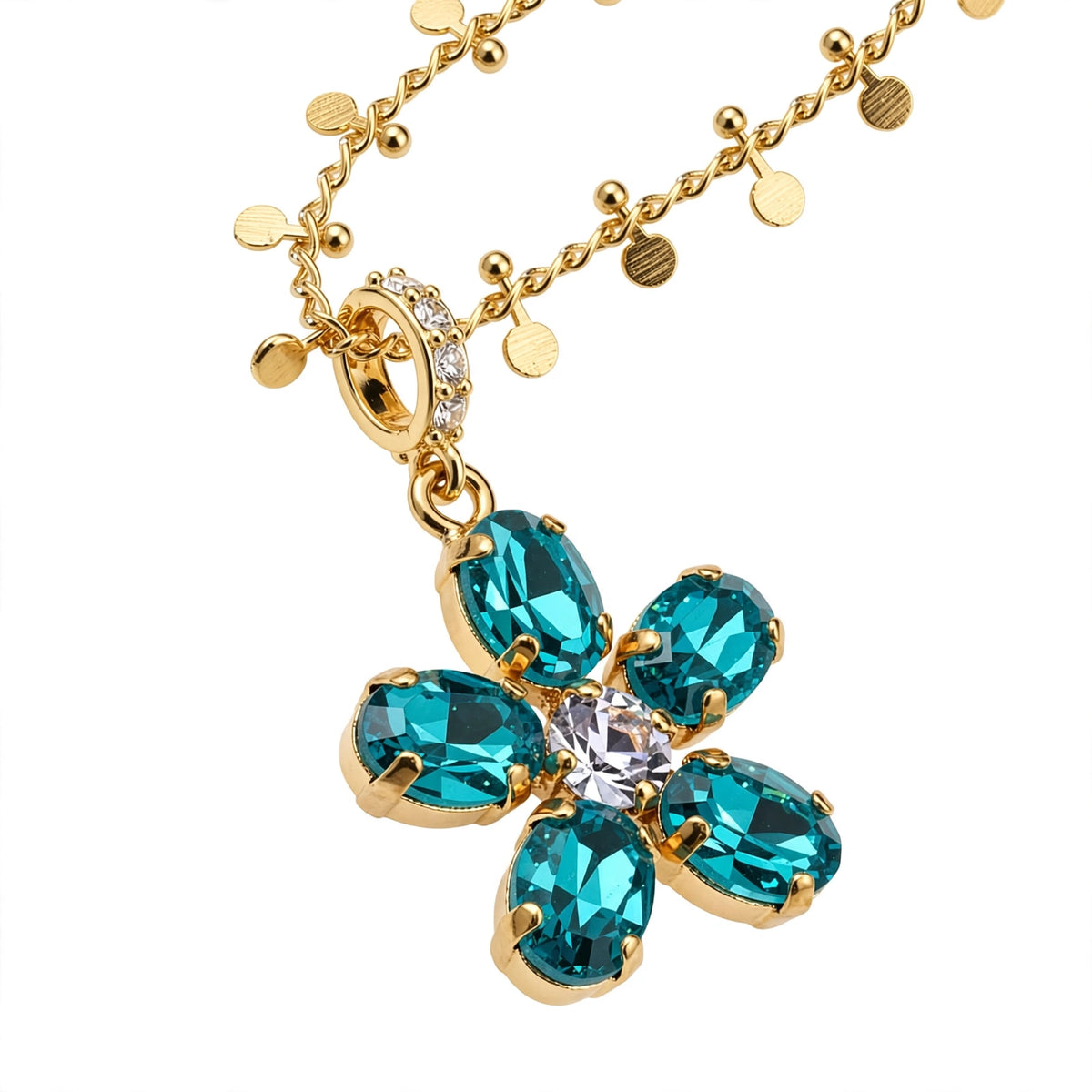 The Pendant of Reverie Fluette teal pendant close-up — Mink & Davernay