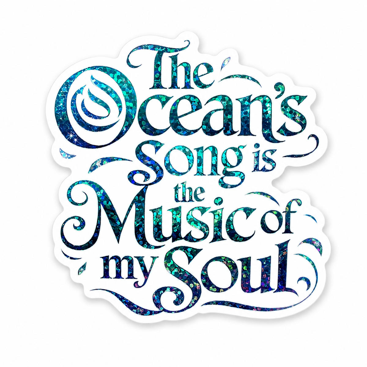 “The Ocean’s Song Is the Music of My Soul” Sparkling Paper Charm