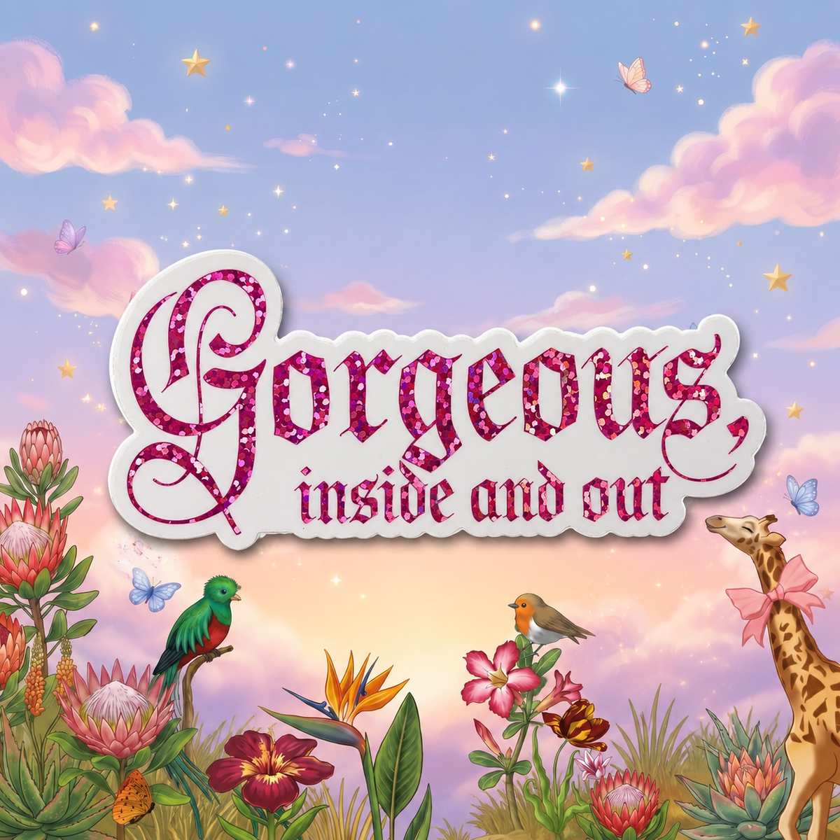 “Gorgeous Inside and Out” Sparkling Paper Charm