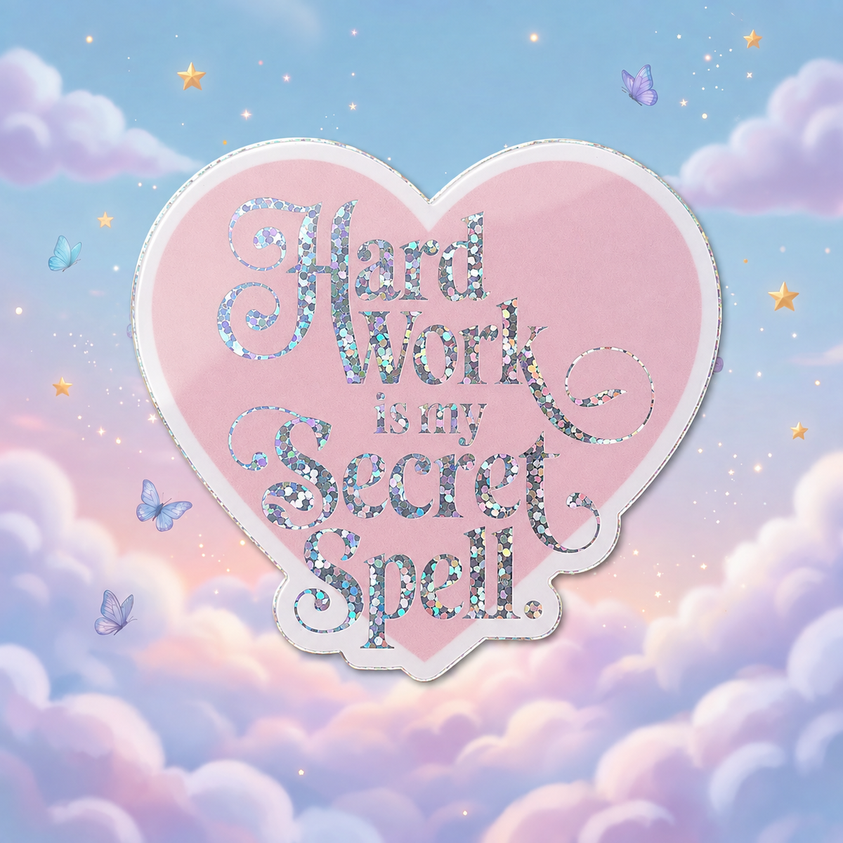 “Hard Work Is My Secret Spell” Sparkling Paper Charm