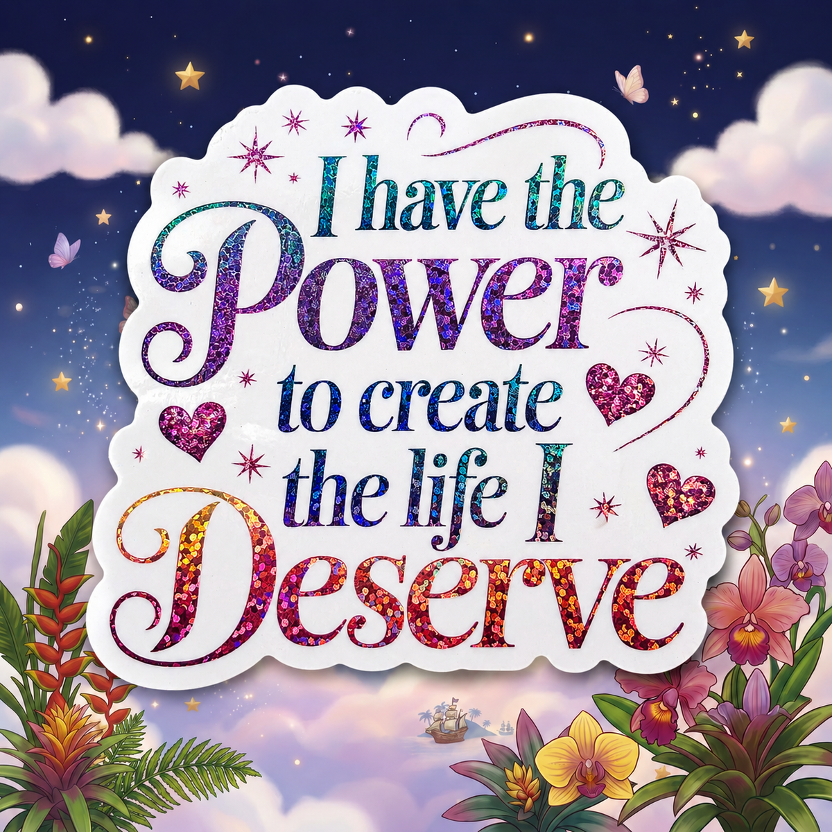 “I Have the Power to Create the Life I Deserve” Sparkling Paper Charm