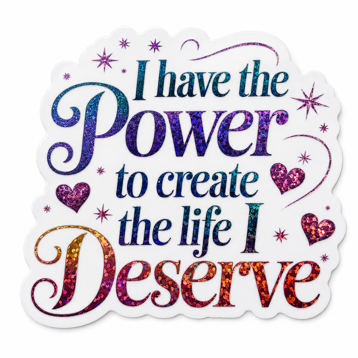 “I Have the Power to Create the Life I Deserve” Sparkling Paper Charm