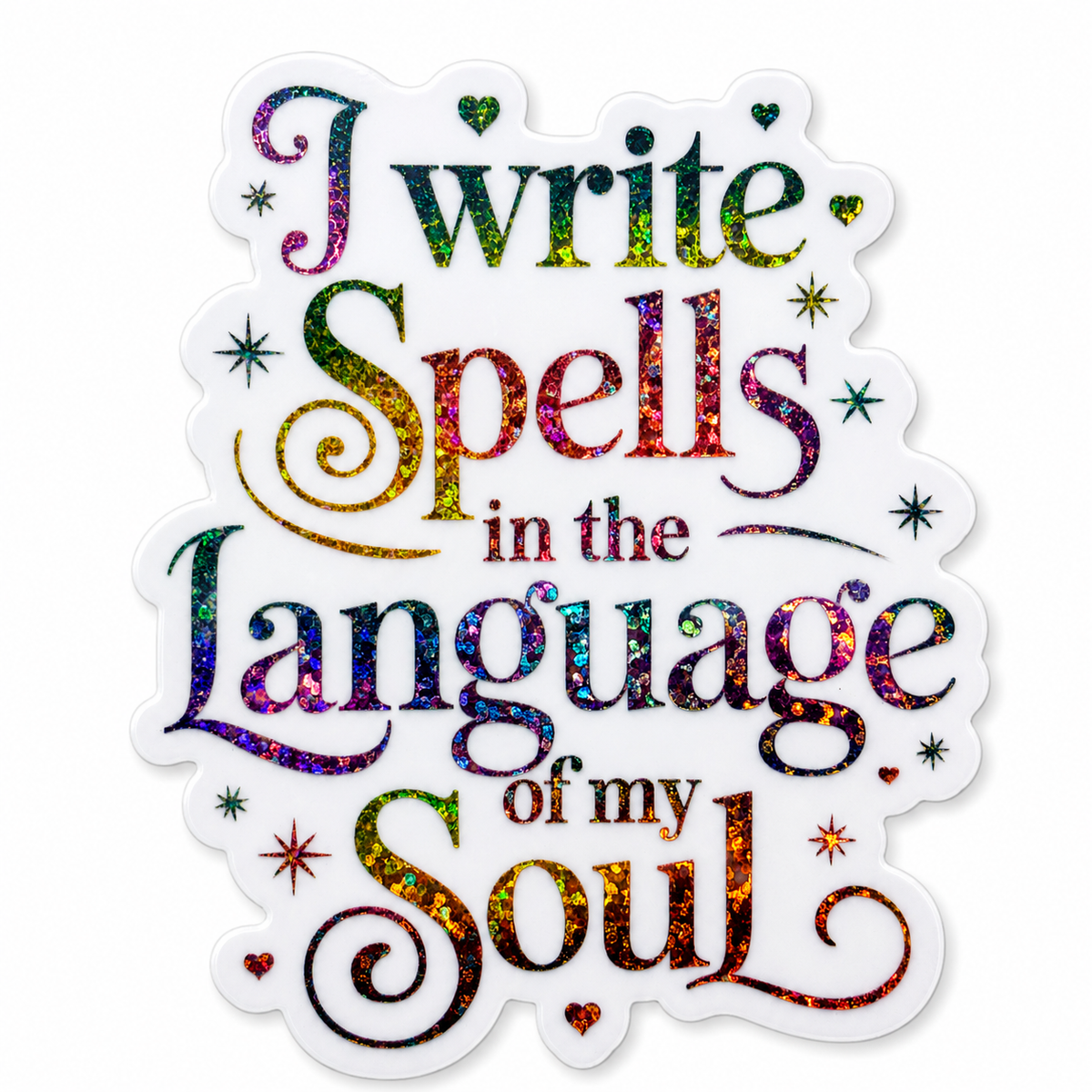“I Write Spells in the Language of My Soul” Sparkling Paper Charm