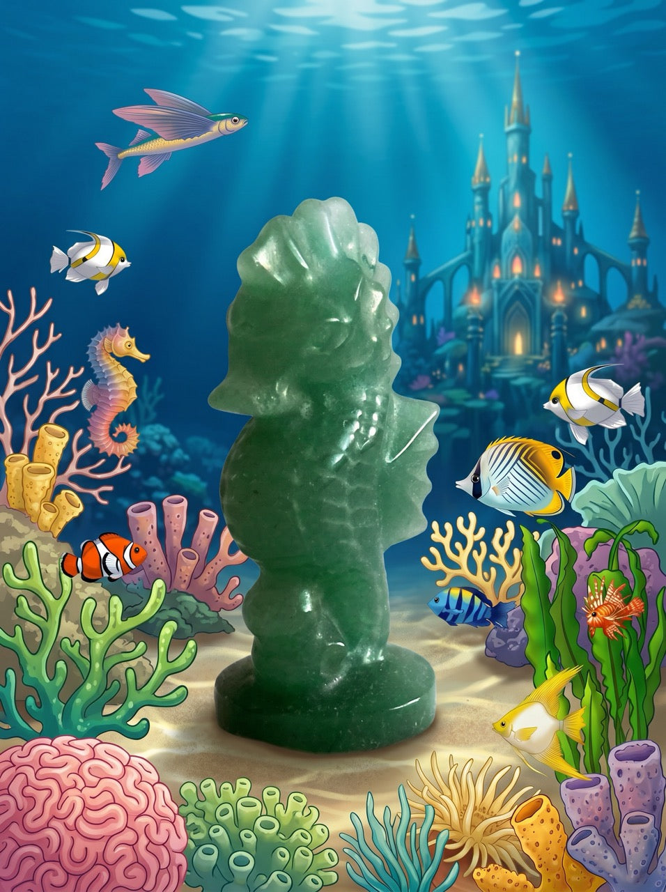 Oceanic Jade Seahorse Sculpture Collector's Piece