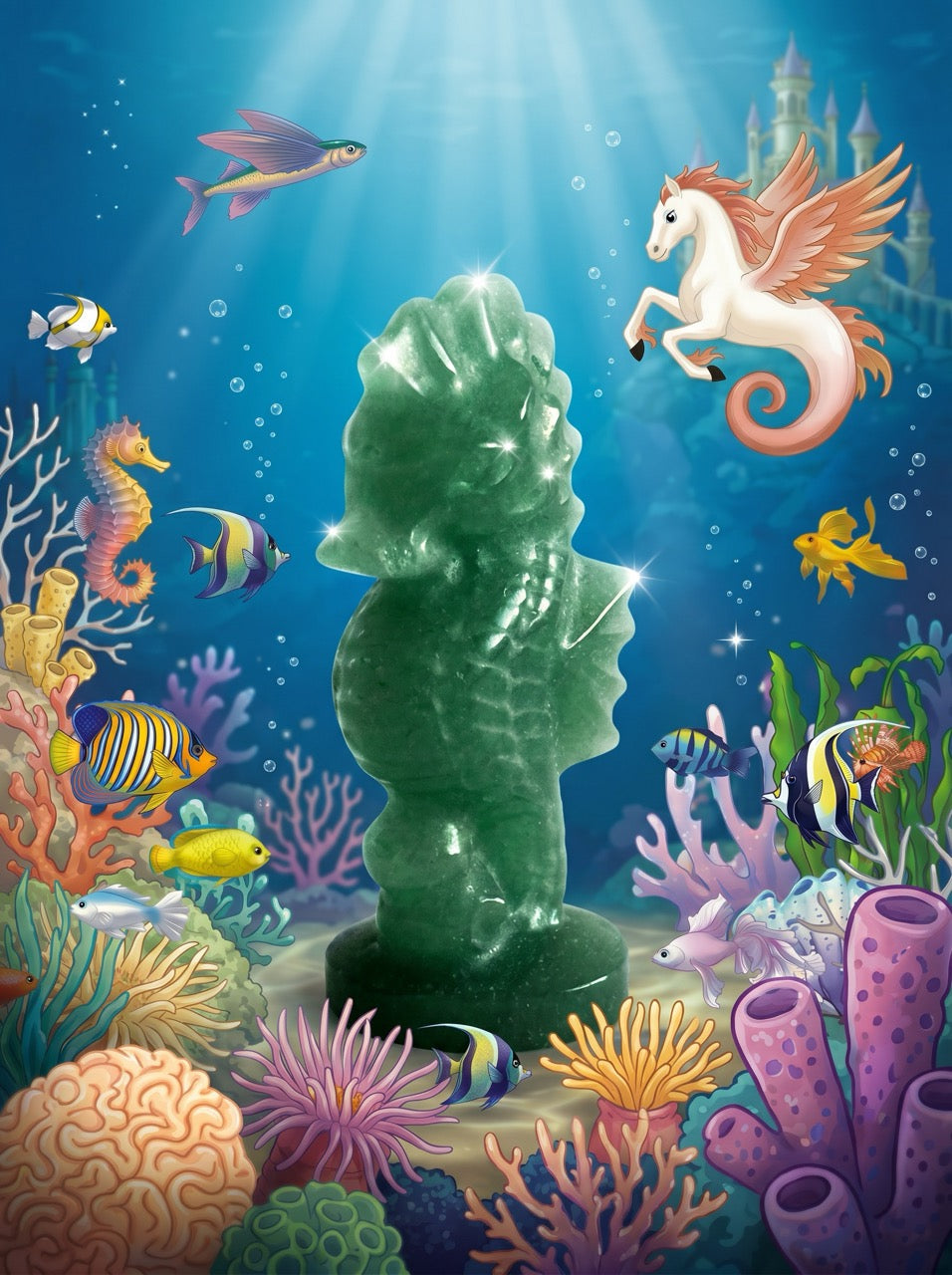 Oceanic Jade Seahorse Sculpture Collector's Piece