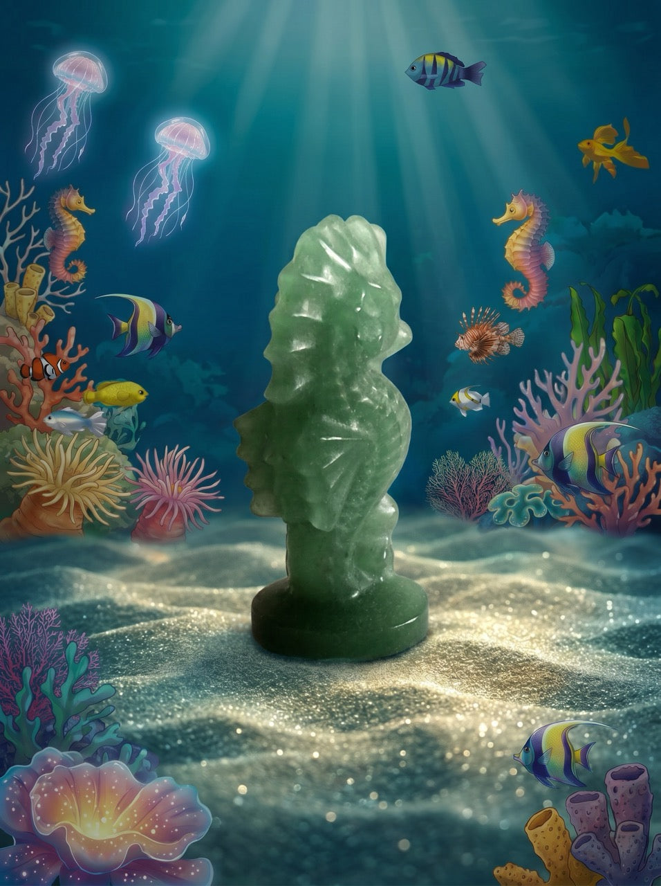 Oceanic Jade Seahorse Sculpture Collector's Piece