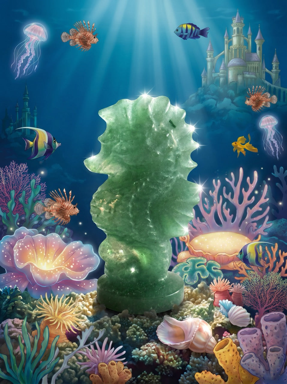 Oceanic Jade Seahorse Sculpture Collector's Piece