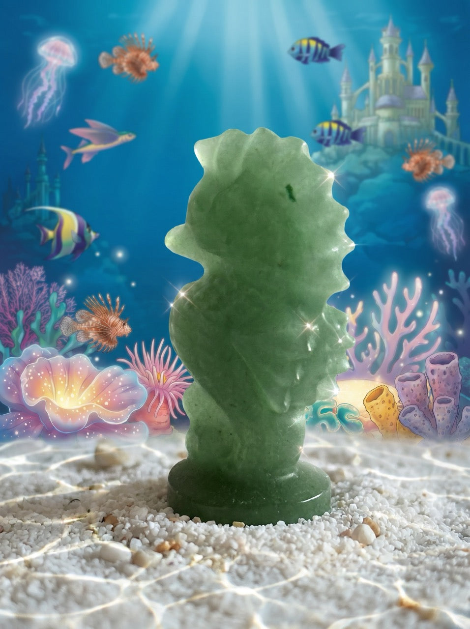 Oceanic Jade Seahorse Sculpture Collector's Piece