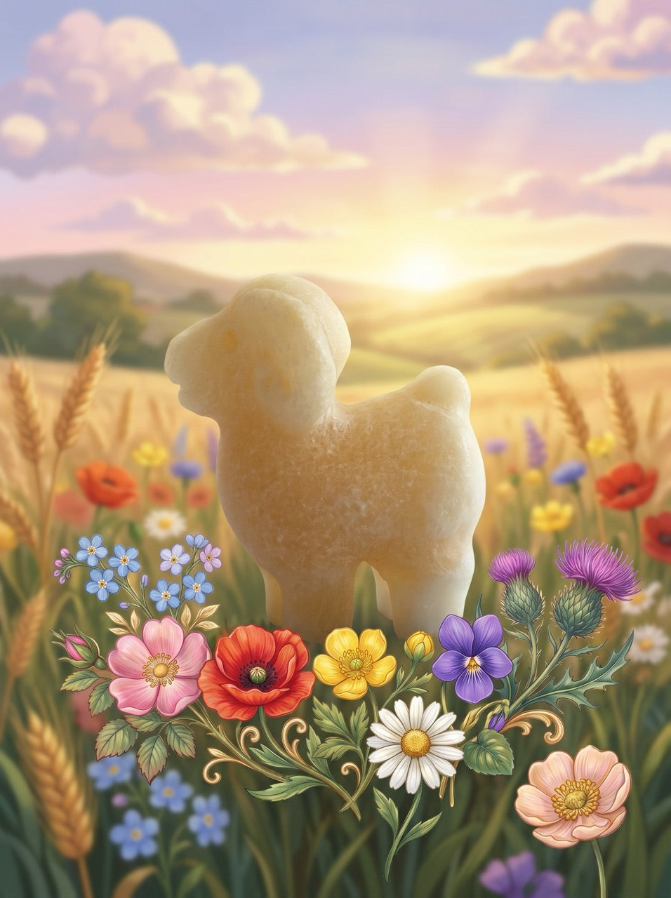 Honey Calcite Ram Sculpture Collector's Piece