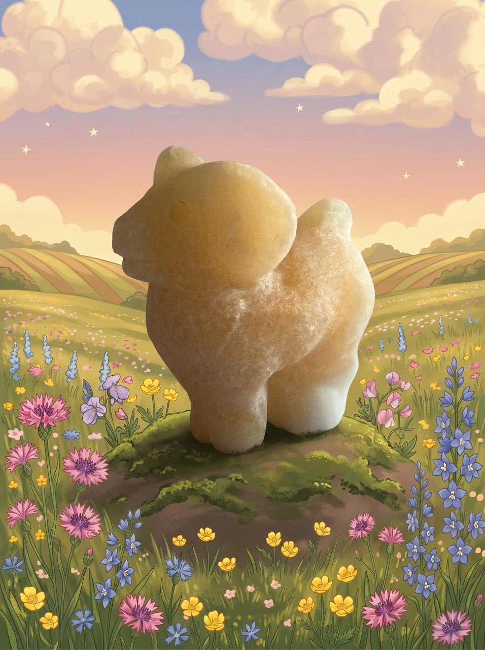Honey Calcite Ram Sculpture Collector's Piece