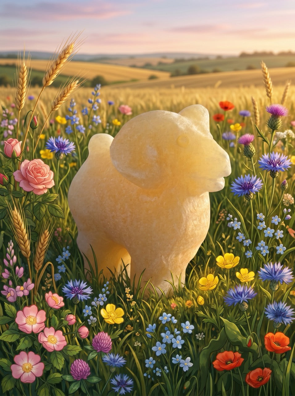 Honey Calcite Ram Sculpture Collector's Piece
