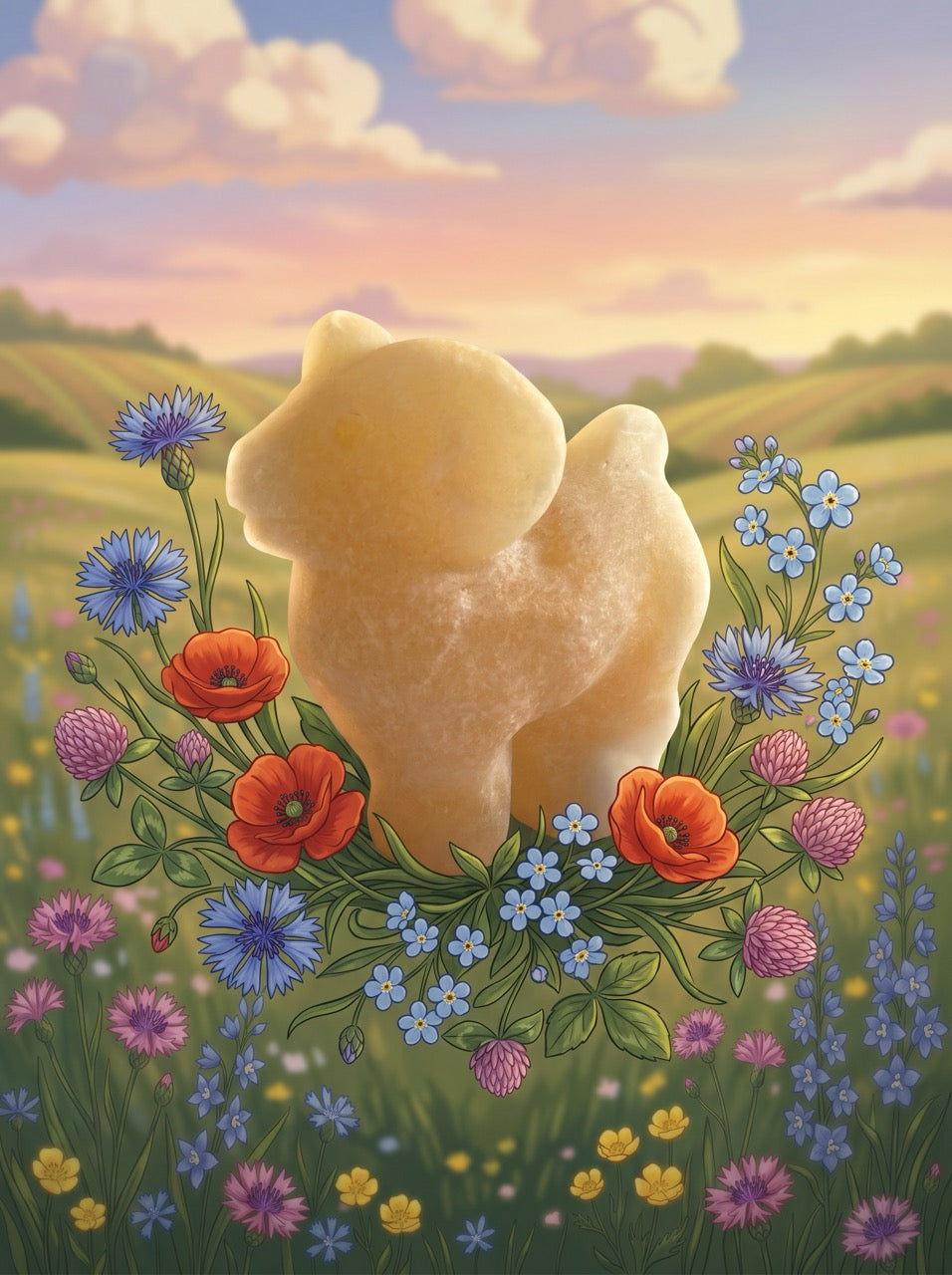 Honey Calcite Ram Sculpture Collector's Piece