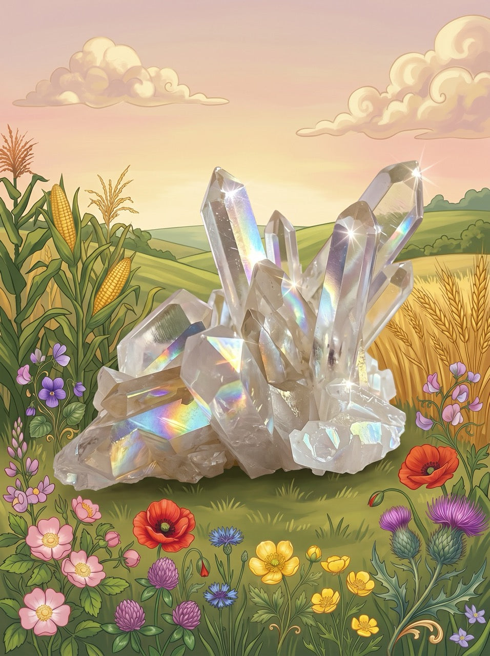 Meadow Pearl Quartz Crystal Cluster – Collector's Piece