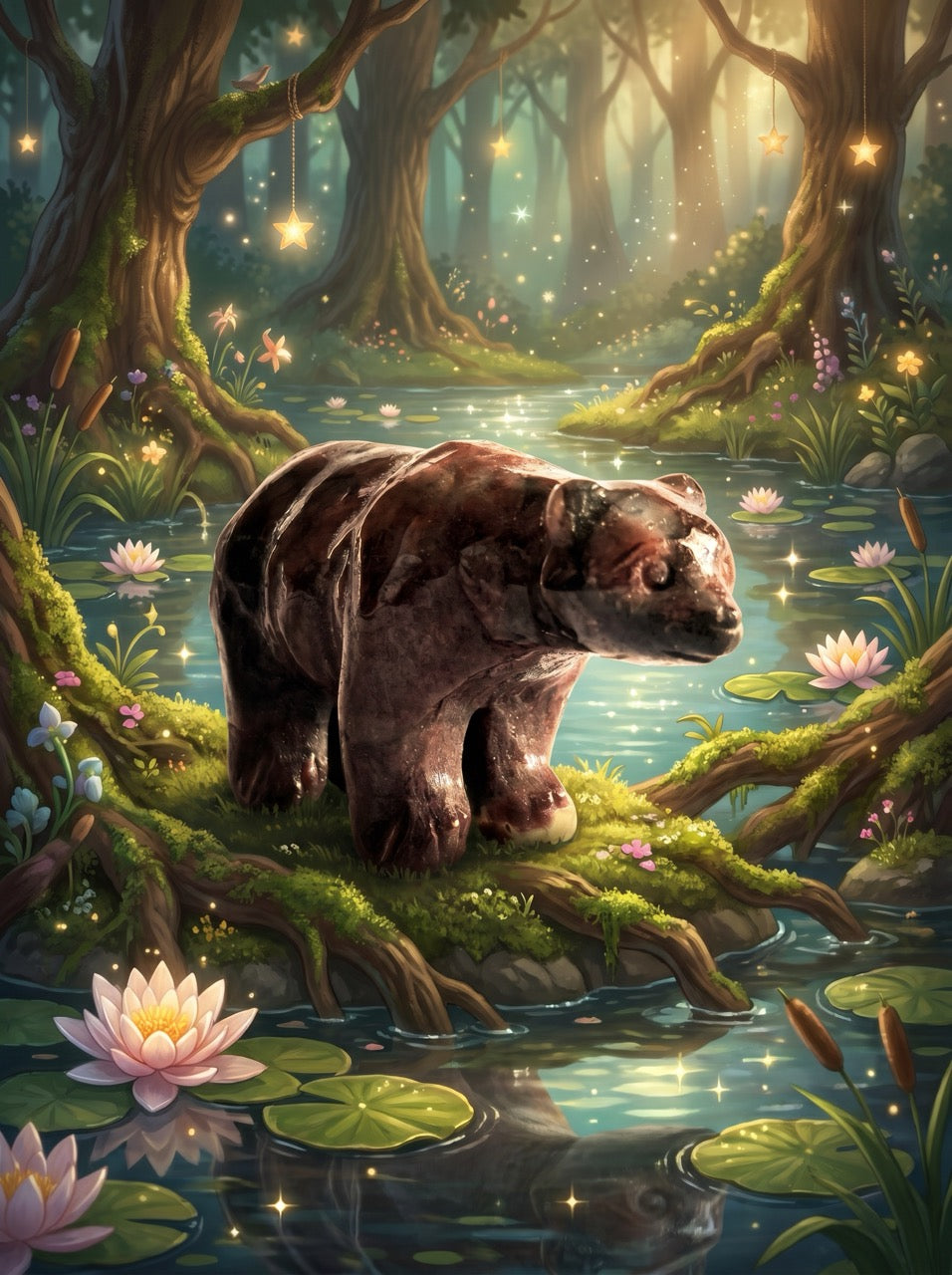 Mahogany Obsidian Bear Sculpture Collector's Piece