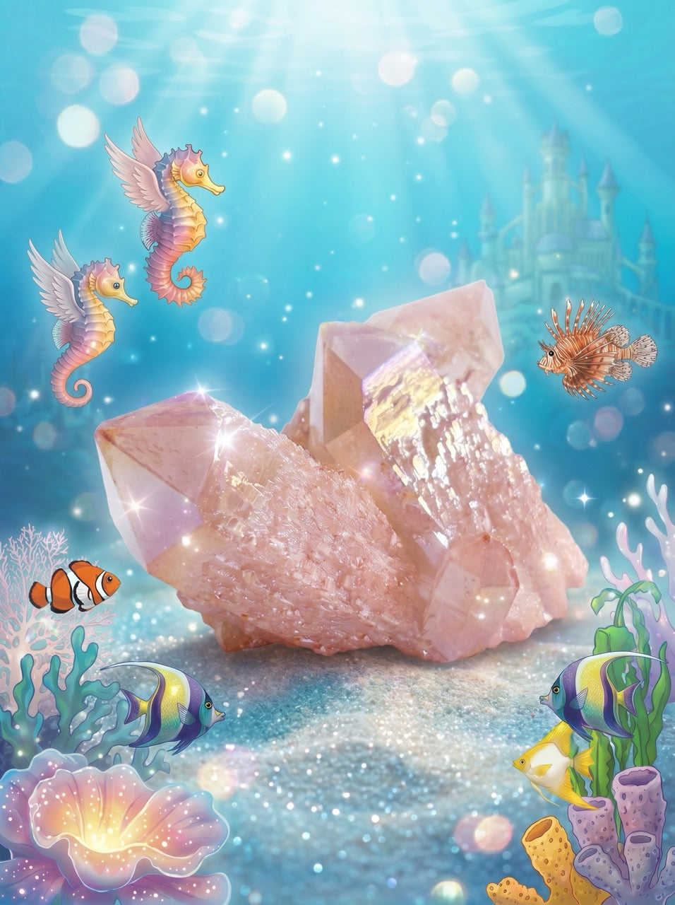 Mermaid Blush Quartz Crystal Cluster – Collector's Piece