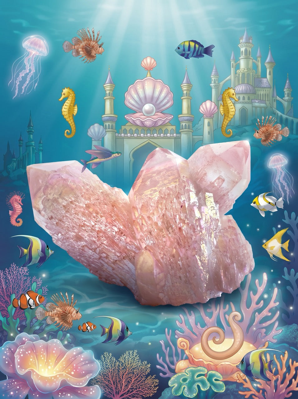 Mermaid Blush Quartz Crystal Cluster – Collector's Piece