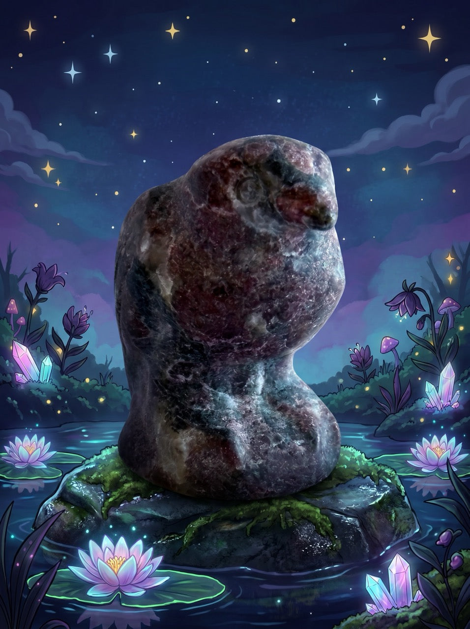 Ruby Zoisite Raven Sculpture Collector's Piece