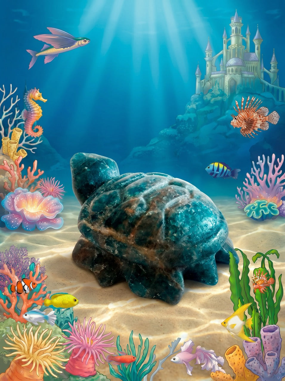 Apatite Reef Turtle Sculpture Collector's Piece