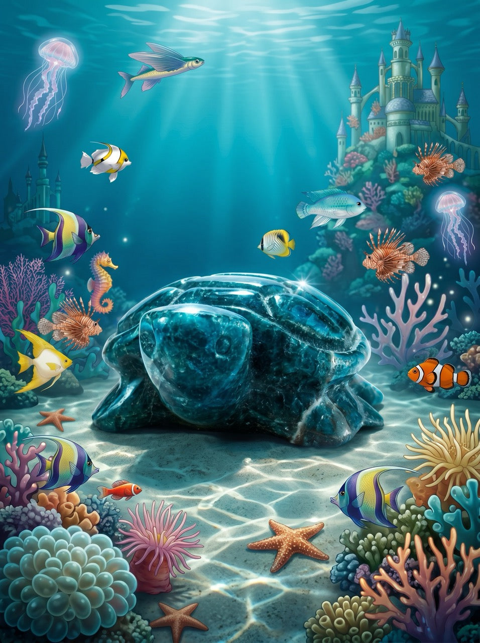 Apatite Reef Turtle Sculpture Collector's Piece
