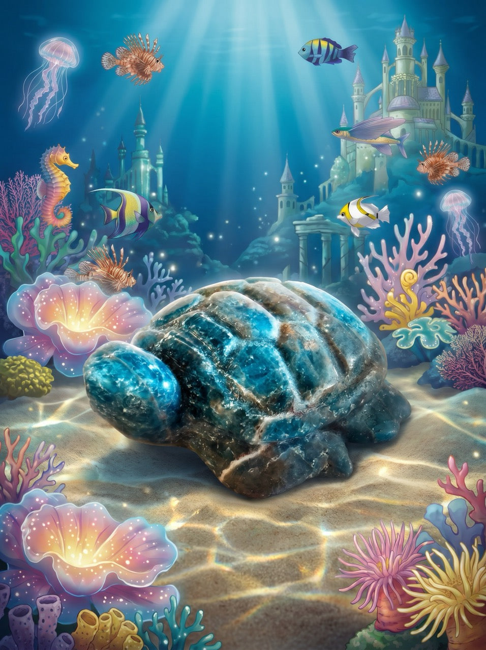Apatite Reef Turtle Sculpture Collector's Piece