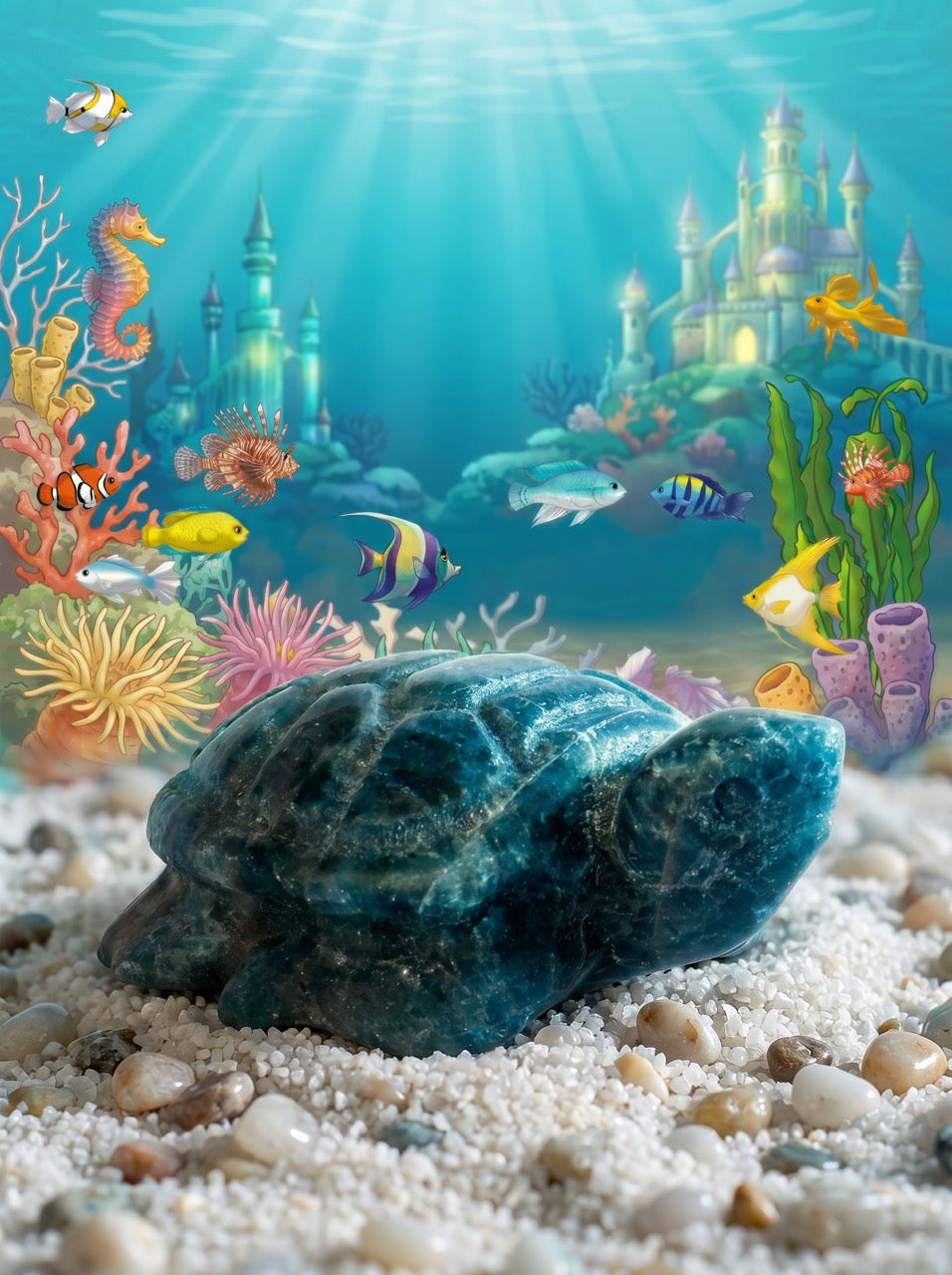 Apatite Reef Turtle Sculpture Collector's Piece