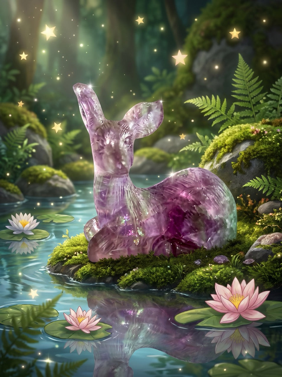 Amethyst Woodland Fawn Sculpture Collector's Piece