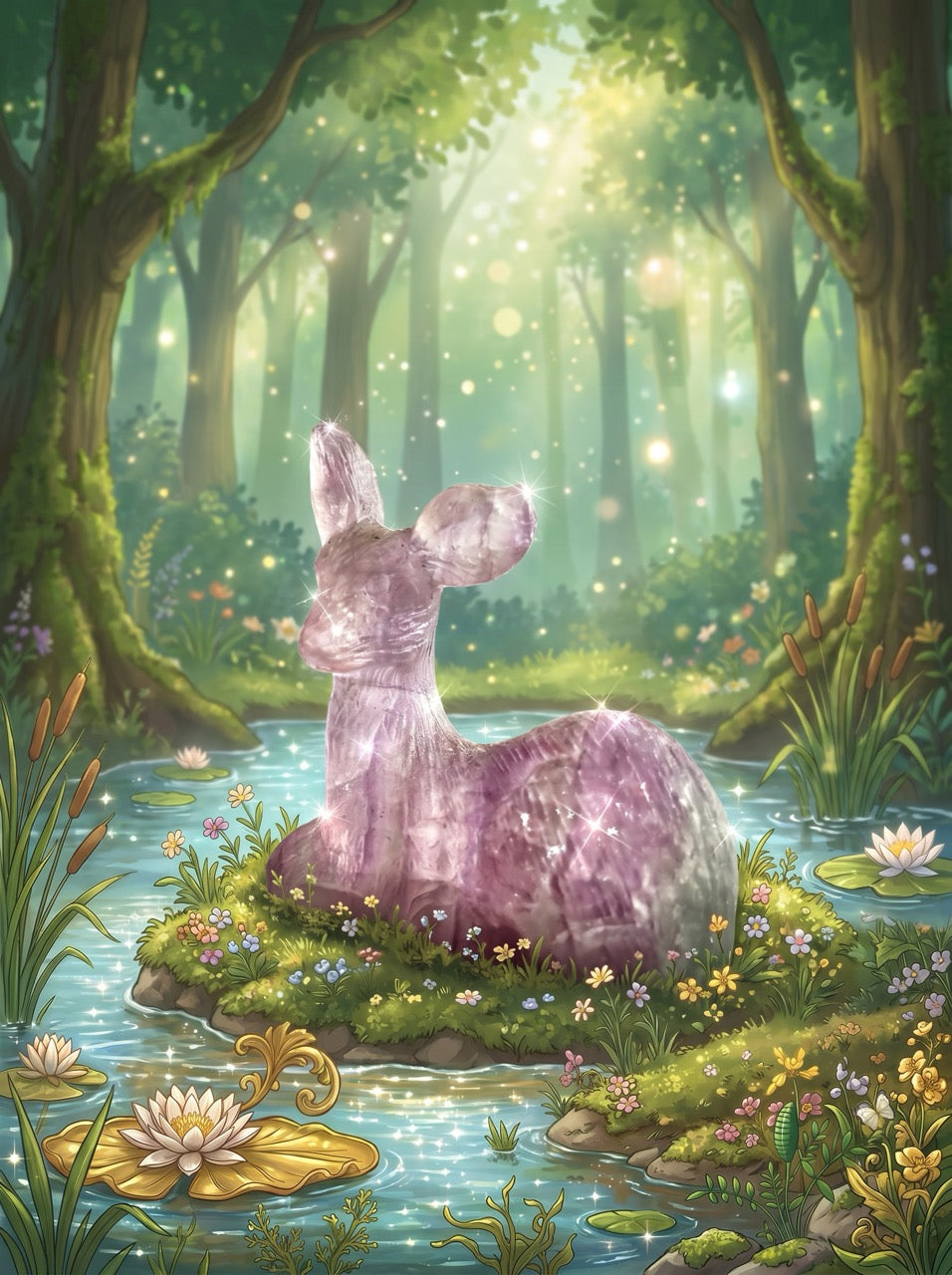 Amethyst Woodland Fawn Sculpture Collector's Piece