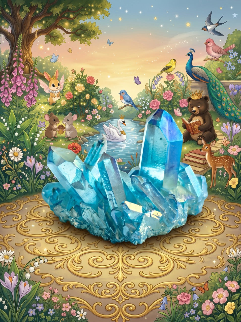 Aquamarine Glade Quartz Crystal Cluster – Collector's Piece