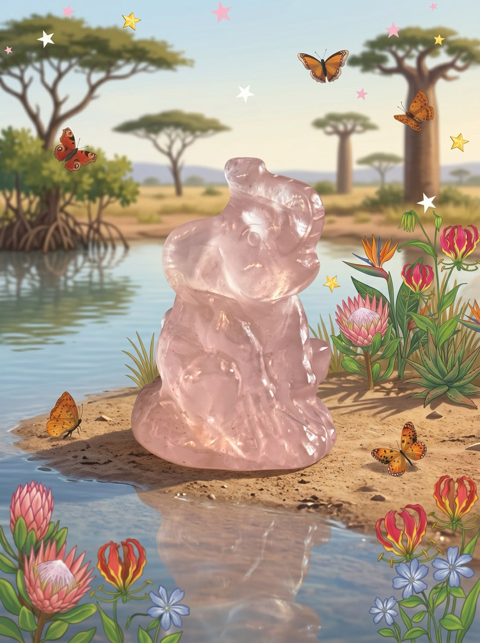 Lucky Elephant Rose Quartz Sculpture Collector's Piece