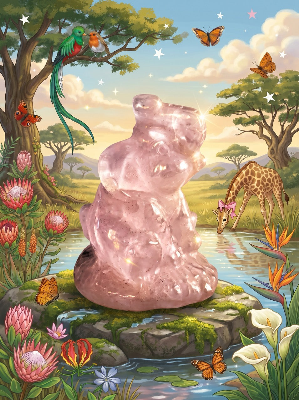 Lucky Elephant Rose Quartz Sculpture Collector's Piece