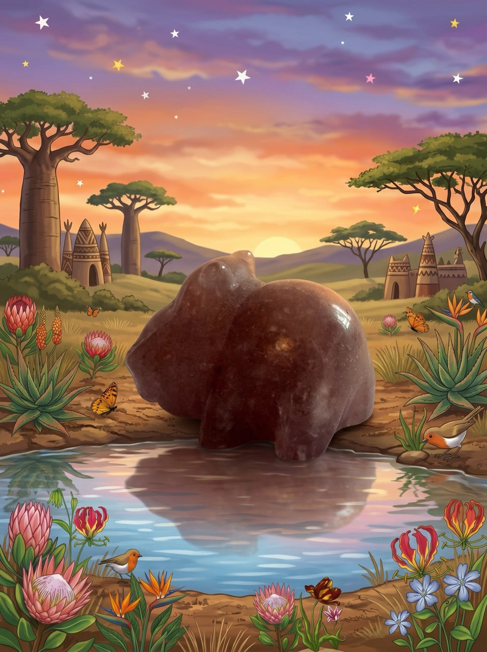 Strawberry Quartz Hippo Crystal – Collector's Piece