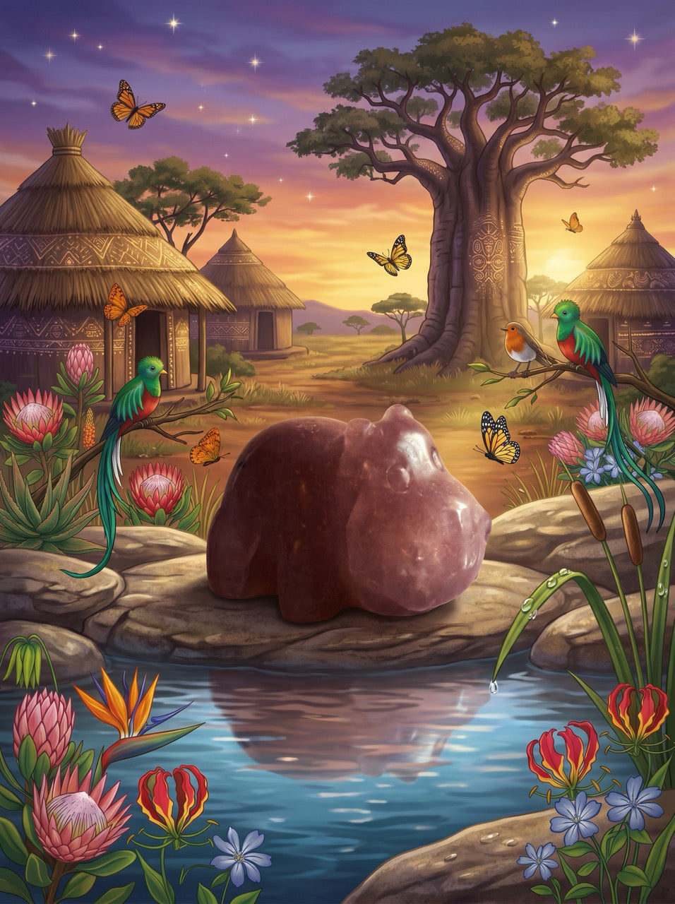 Strawberry Quartz Hippo Crystal – Collector's Piece