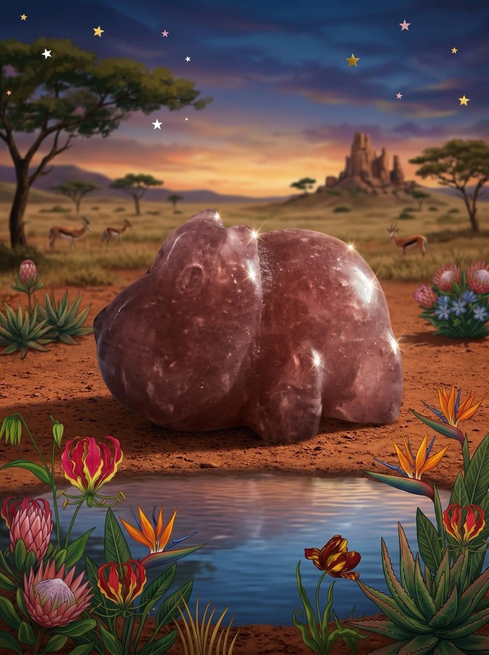 Strawberry Quartz Hippo Crystal – Collector's Piece